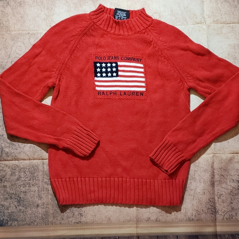 Ralph Lauren red turtleneck sweater American flag